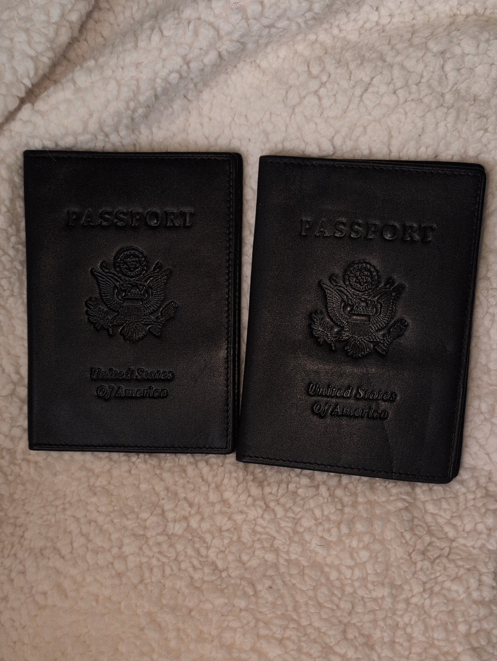 Black Leather Passport Cover (Set of 2) For Travel